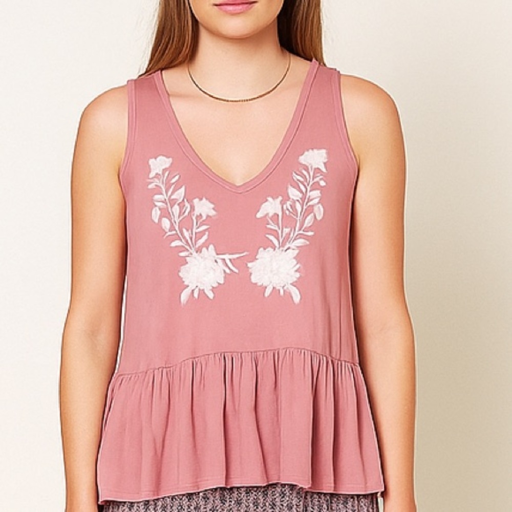 Anthropologie Alya peplum top in soft blush pink Small
